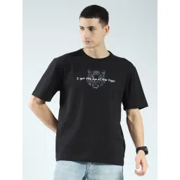 Rock.It Black Cotton Lycra Regular Fit Printed T-Shirt-picture-22