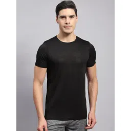 Rock.it Black Cotton Regular Fit Self Pattern T-Shirt-picture-33