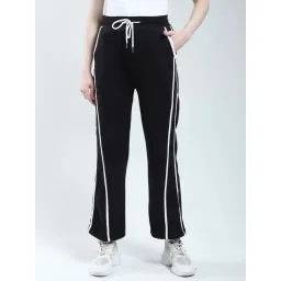 Rock.It Black Regular Fit Striped Sports Trackpants image 1