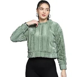 rock.it from house of Monte Carlo Solid Green Round Neck Full Sleeve Sweatshirt for Womens-picture-36