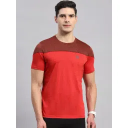 Rock.it Maroon & Red Regular Fit Colour Block T-Shirt-picture-22