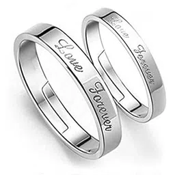 RockJon COUPLE LOVE BAND RING SET Alloy Cubic Zirconia Sterling Silver Plated Ring Set-picture-26