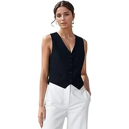 rocksy Waistcoat Top for Women | Women’s Formal Office Wear Vest | V Neck Sleeveless Blazer Jacket.-picture-10