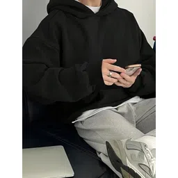 rockwell Men Full Sleeve Solid Hooded Sweatshirt image 4