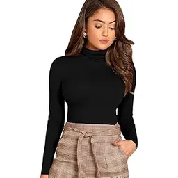 rocky fab Women's Solid Red High Neck Full Sleeve Slim Fit Top-picture-20