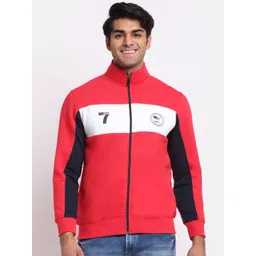 Rodamo Men Red & White Colourblocked Sweatshirt-picture-23