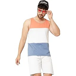 Men's Cotton Regular Fit Color Blocked Sleeveless T-Shirt-image-30