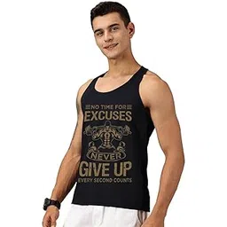 Men's Polyester Regular Fit Excuse Printed Sleeveless T-Shirt/Tank Top-image-16