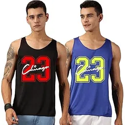Regular Fit Printed Polyester Vest/Tank Top for Men (Pack of 2)-image-0