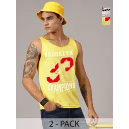 Rodzen Pack Of 2 Typography Printed Round Neck Sleeveless Regular Fit Casual T-shirts-image-22
