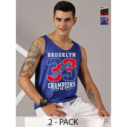 Rodzen Pack Of 2 Typography Printed Round Neck Sleeveless Regular Fit Casual T-shirts-image-25