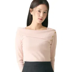 Roem Light Pink Sweater Blouse with Gold Buttons-picture-25