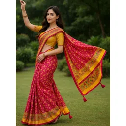ROFOLO Floral Mirror Work Pashmina Designer Patola Saree-picture-40