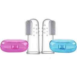 Roforuf Silicon Baby Finger ToothBrush Great for Massaging & Cleaning Gums, BPA-Free, Travel-Friendly Oral Care, Use Soft Brush For Kids & New Born Baby, Kids Finger Toothbrush (Pink & Blue Pack-2)-picture-22