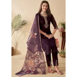 roheeni creation 020 DIGITAL TIE Embroidered Kurta, Trouser/Pant & Dupatta Set-picture-14