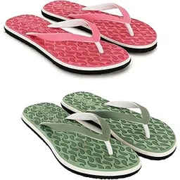 rokks Soft comfortable and stylish flip flop slippers for Women Combo pack of 2(flat hawai-012 combo)-picture-12