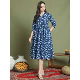 Roly Poly Floral Print Pure Cotton Fit and Flare Dress-picture-19