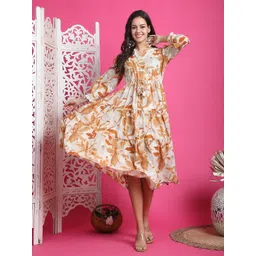 Roly Poly Floral Printed Cotton Fit & Flare Dress-picture-32