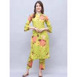 Roly Poly Floral Printed Mandarin Collar Straight Kurta with Trousers & Dupatta-picture-32