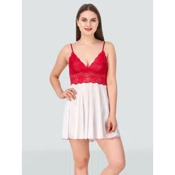 Romaisa White & Red Satin Baby Doll-picture-41