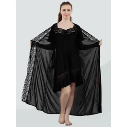 Romaisa Women Satin Nightdress With Robe-picture-18