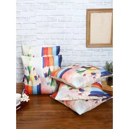 ROMEE Blue & Red Set of 5 Abstract Square Cushion Covers-picture-18