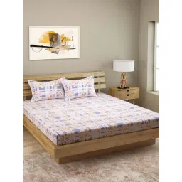 Romee Blue & White 144 TC Bed Sheet Set-picture-26