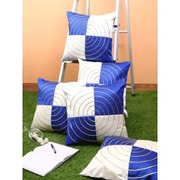 Romee Blue & White Polyester Cushion Cover - Set of 5-picture-38