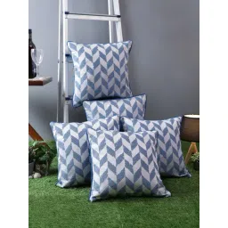 Romee Blue & White Polyester Cushion Cover - Set of 5-picture-10