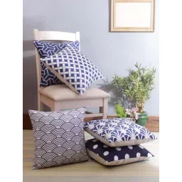 Romee Blue & White Velvet Cushion Covers - Set of 5-picture-21