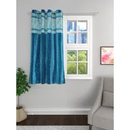 Romee Blue Jaquard Floral Curtains and Sheers-picture-25
