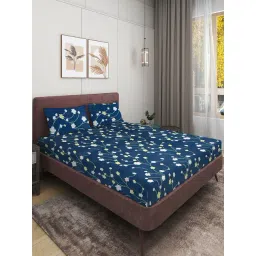 Romee Blue Microfibre Floral Bed Sheets-picture-25