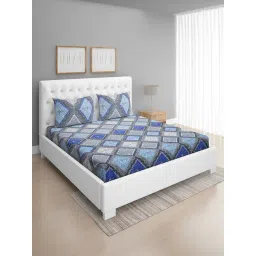 Romee Blue Microfibre Geometric Bed Sheets-picture-35