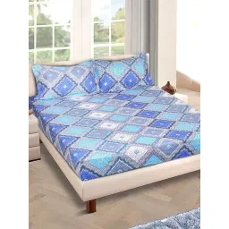 Romee Blue Microfibre Geometric Bed Sheets-picture-19