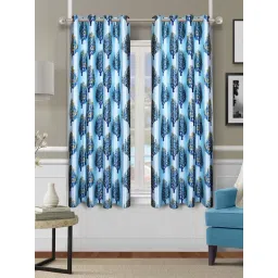 Romee Blue Polyester Floral Curtains and Sheers image 1