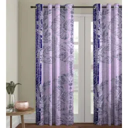 romee Blue Polyester Velvet Ethnic Motif 7FT Light Filtering Eyelet Door Curtains (Pack of 1)-picture-24