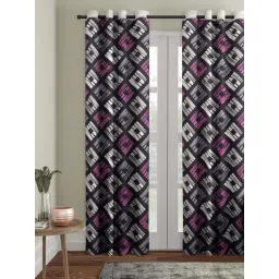 Romee Grey & Purple Velvet 7 ft Door Curtain - Single Piece-picture-14