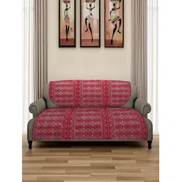 ROMEE Maroon 6 Pieces Floral Design 5-Seater Net Sofa Covers-picture-20