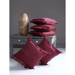 Romee Maroon & Navy Polyester Cushion Covers (40 x 40 cm) - Set of 5-picture-48