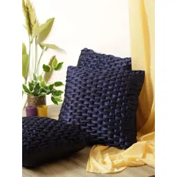 Romee Navy Polyester Cushion Covers (40 x 40 cm) - Set of 3-picture-20