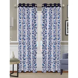 ROMEE Off White & Blue 2 Pieces Floral Sheer Door Curtain-picture-19