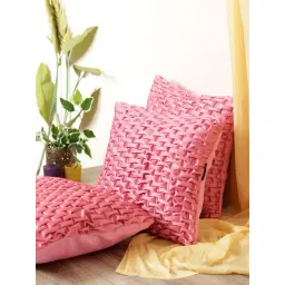 Romee Pink Polyester Cushion Covers (40 x 40 cm) - Set of 3-picture-27