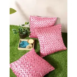 Romee Pink Polyester Cushion Covers (40 x 40 cm) - Set of 3-picture-18