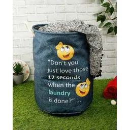 romee Polyester Slub Typographic Laundry Bag  - 48 cm x 37 cm-picture-13