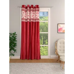 Romee Red Jaquard Floral Curtains and Sheers-picture-10