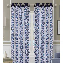 romee White Polyester Net Floral 7FT Light Filtering Eyelet Door Curtains (Pack of 2)-picture-30