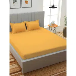 Romee Yellow Polyester Solid Bed Sheets-picture-12