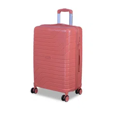 ROMEING Tuscany Coral Red-Colored Textured Hardsided Medium Polypropylene Trolley Suitcase-image-26