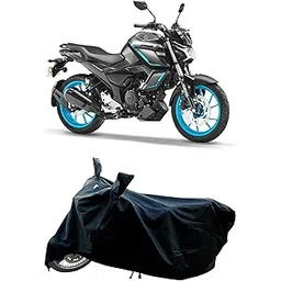 ROMEIZ All Season Protection Bike Cover for New Yamaha FZS Fi Hybrid Bike Cover with Water-Resistant and Dust Proof Premium 190T Fabric_Entire Black-picture-14