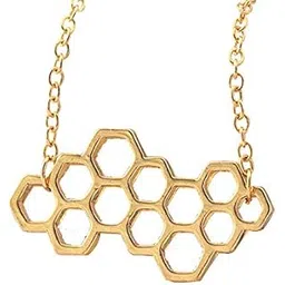 romp fashion Golden Geometric Honeycomb Shaped Pendant Chain Necklace for Girls and Womens-picture-53